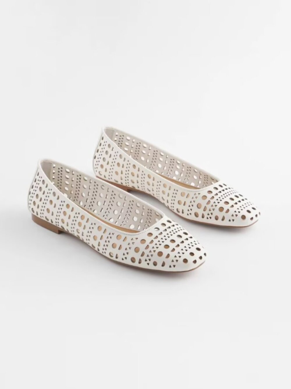 Chico's White Laser-Cut Ballet Flats Size 10 - New Without Box